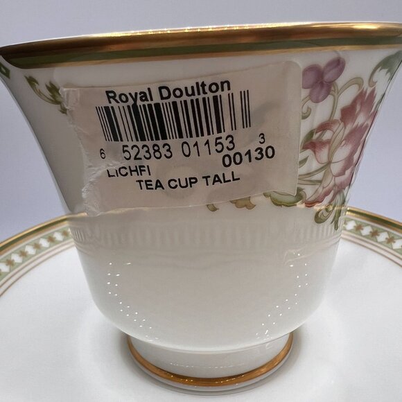 Brand New Royal Doulton Porcelain "Lichfield" Floral Teacup & Saucer Set of 6 - Picture 7 of 12